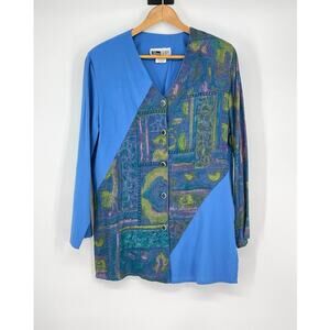 Vintage Dena Lauren 100% Rayon Blazer Size M Artsy Lagenlook Boho‎ Contemporary